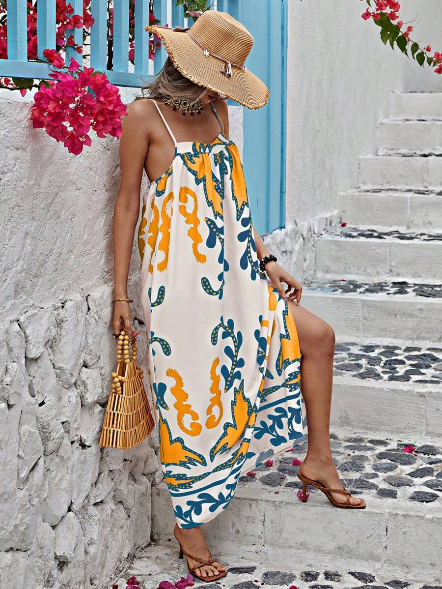 SHEIN VCAY Women Vacation Style Printed Summer Cami Dress Random Print | SHEIN