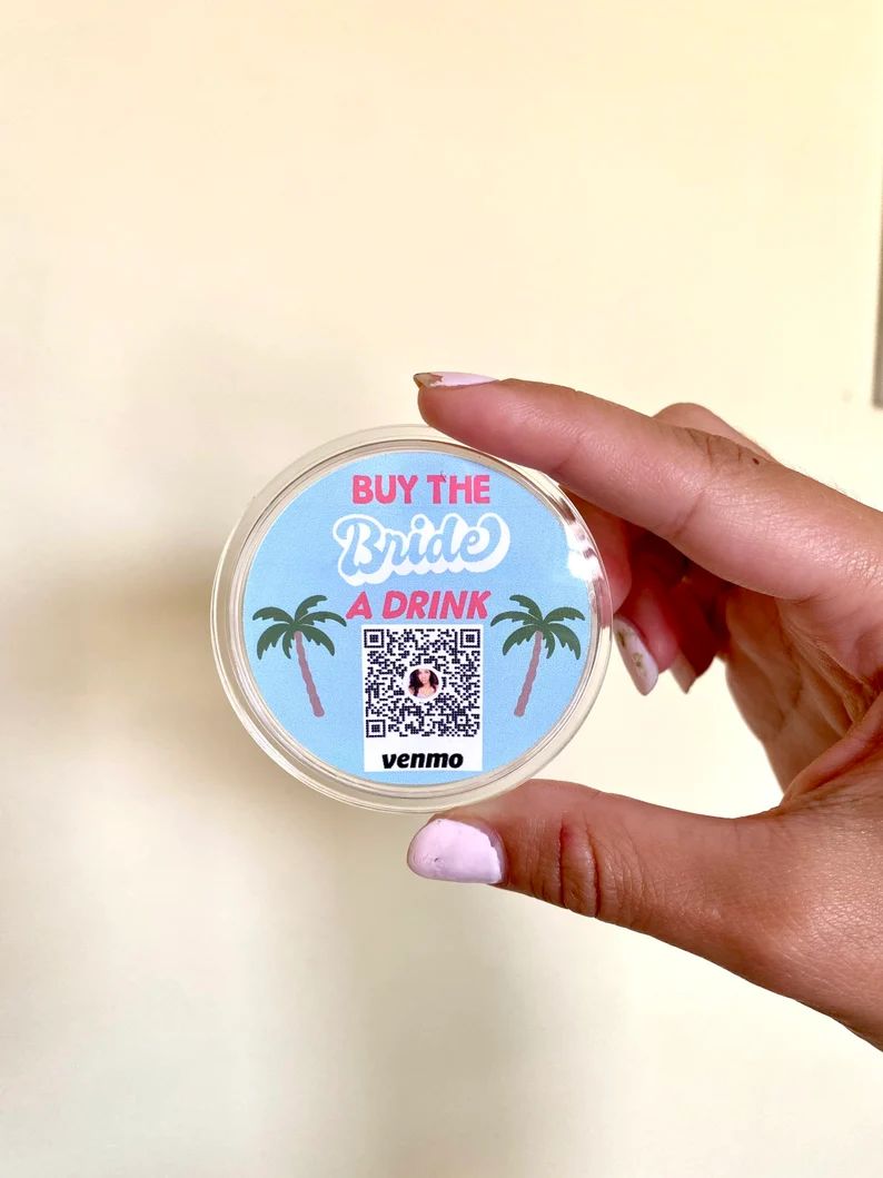 Tropical Palm Tree Bachelorette Party Venmo QR Sticker Code Buttons | Etsy (US)