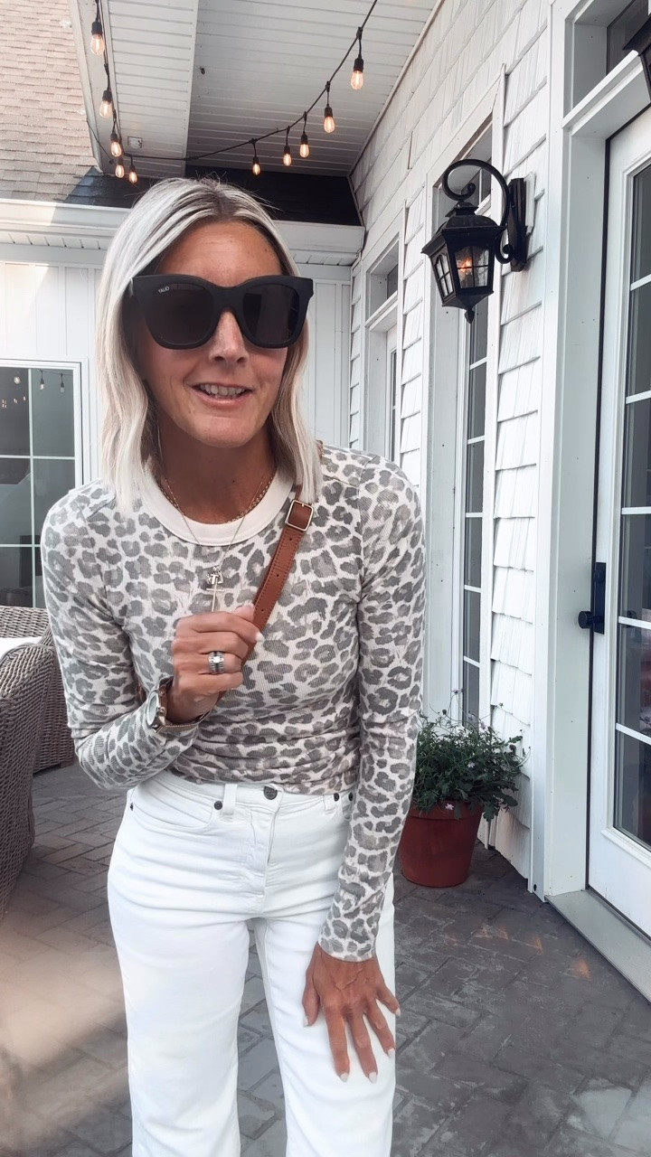 Really good sale happening! These long sleeved tees are my fave!!! crewneck, ribbed, super soft ,30% off ..This leopard print is perfect going into fall, but there’s more colors to choose from wearing extra small for size reference!

#LTKootd #LTKSaleAlert #LTKBaby