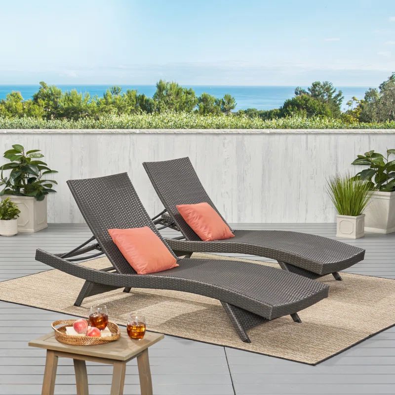 Breton Outdoor Wicker Chaise Lounge (Set of 2) | Wayfair North America