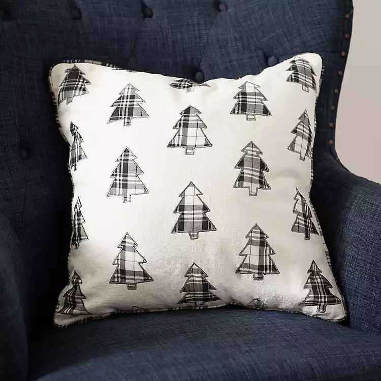 New!Black and Gray Buffalo Check Trees Pillow | Kirkland's Home