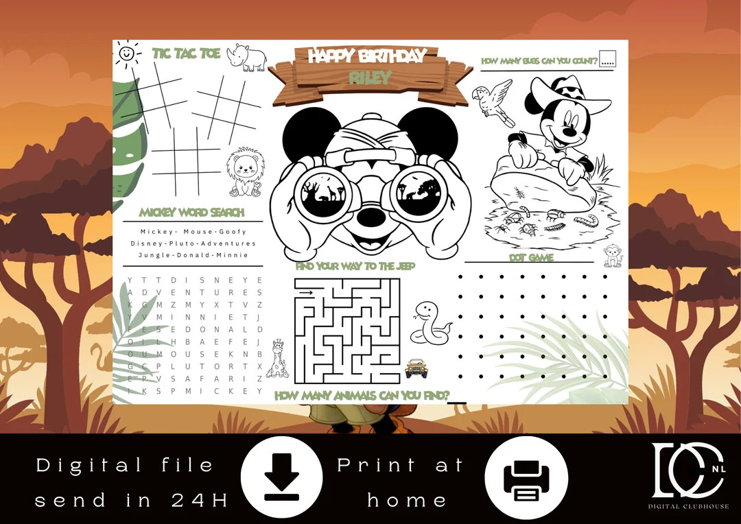 Activity Sheet Mouse Safari - Etsy | Etsy (US)
