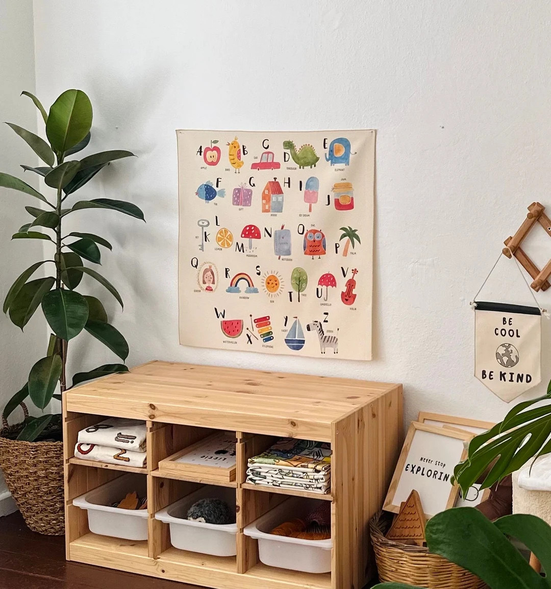 Baby Alphabet Tapestry Organic Cotton Fabric Tapestry, Kid Room Tapestry Nursery Tapestry, Kids R... | Etsy (US)