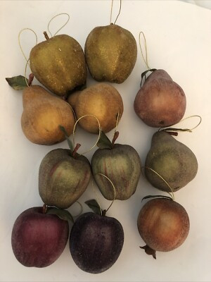 Vtg Set of 11 Beaded Sugared Faux Fruit Ornaments Apples Pears Plums 2.5”-4” T  | eBay | eBay US