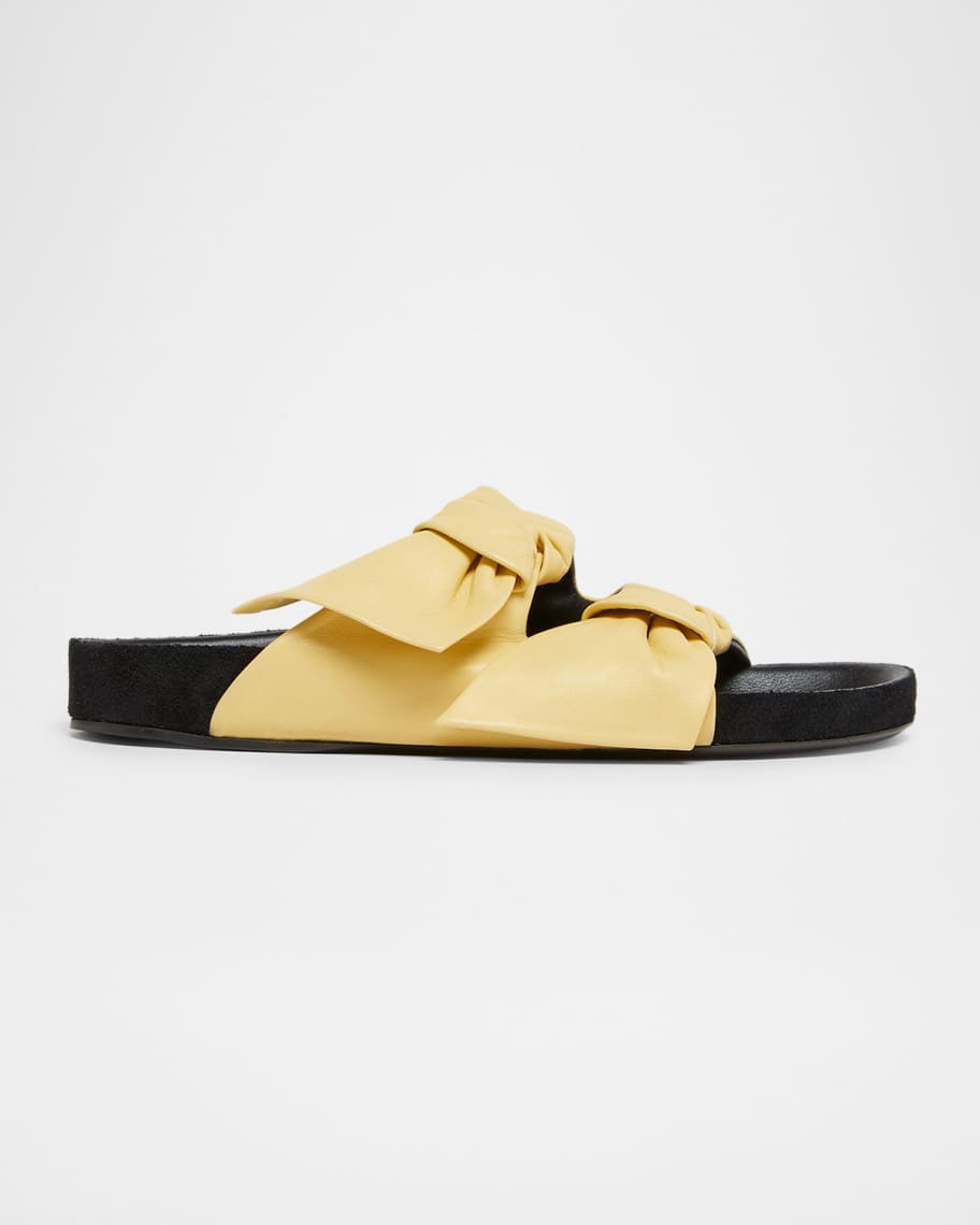 Isabel Marant Lennyo Double-Bow Leather Slide Sandals | Neiman Marcus