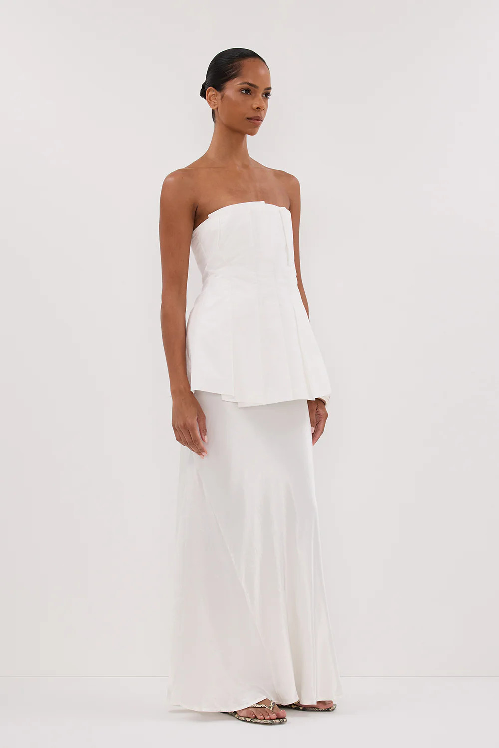LILLY WHITE PLEATED STRAPLESS TOP | DISSH