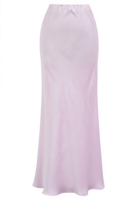 Satin Finish Mermaid Maxi Skirt in Pink | Chicwish