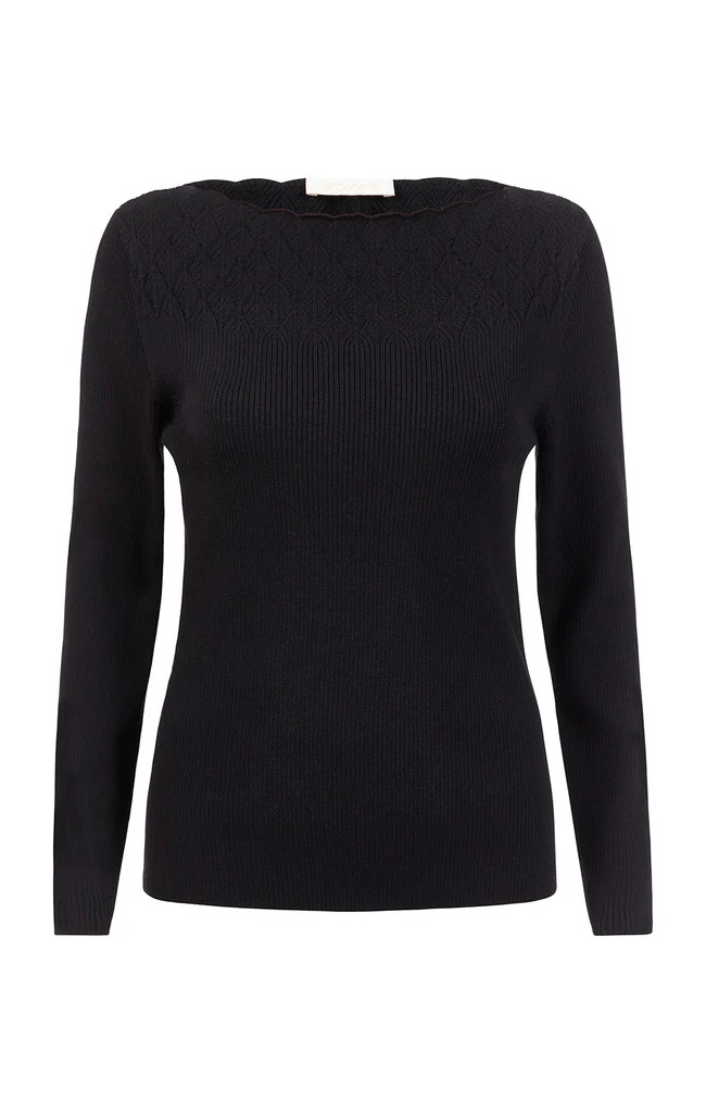 Diamond-Pointelle Ribbed Pullover Sweater | Etcetera