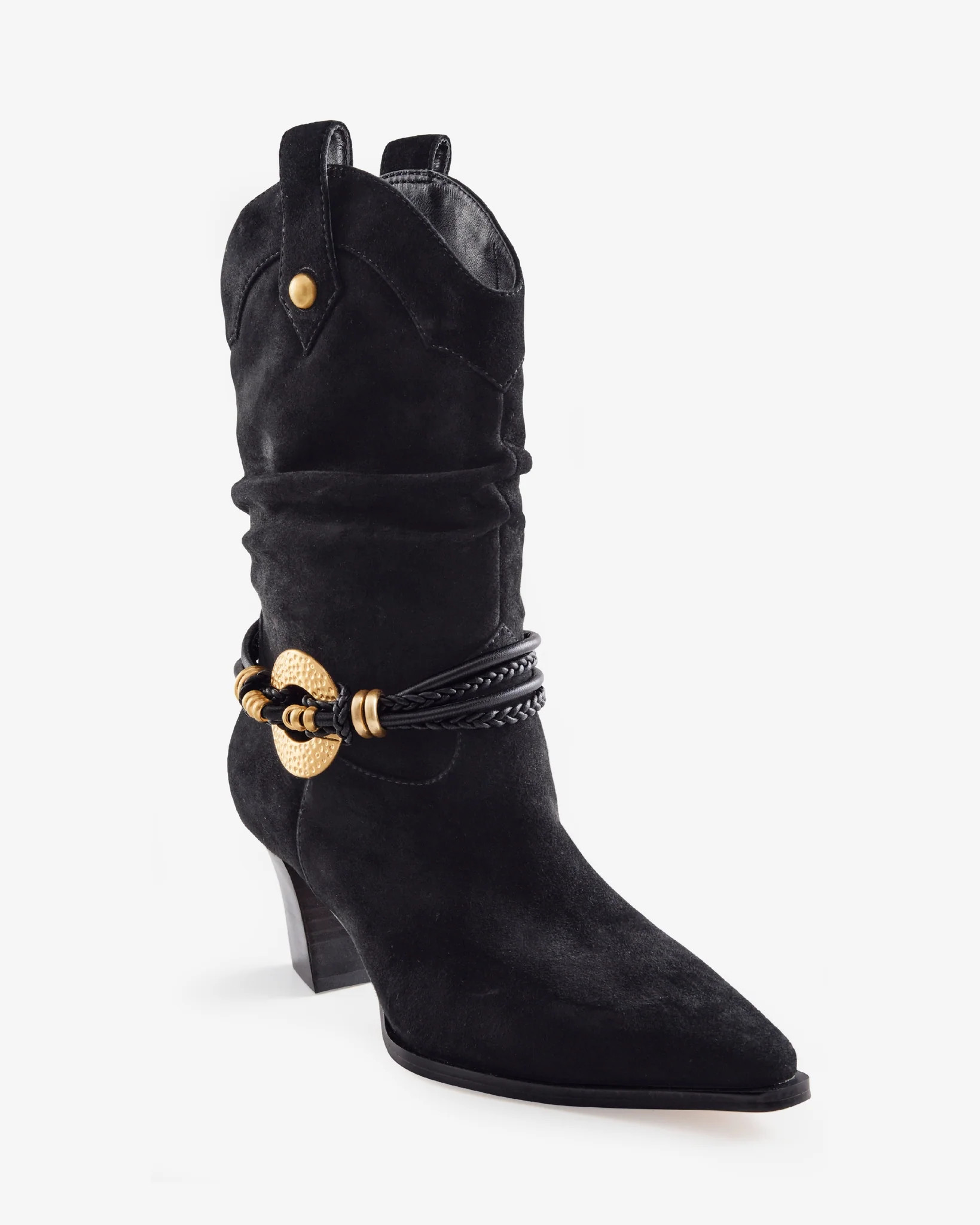 Jessica Simpson Slouchy Hardware Western Boot - Black | Boston Proper