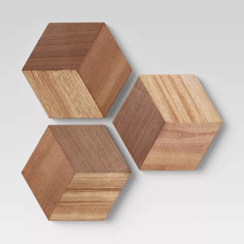 Set of 3 Wood Tile Brown - Project 62&#8482; | Target