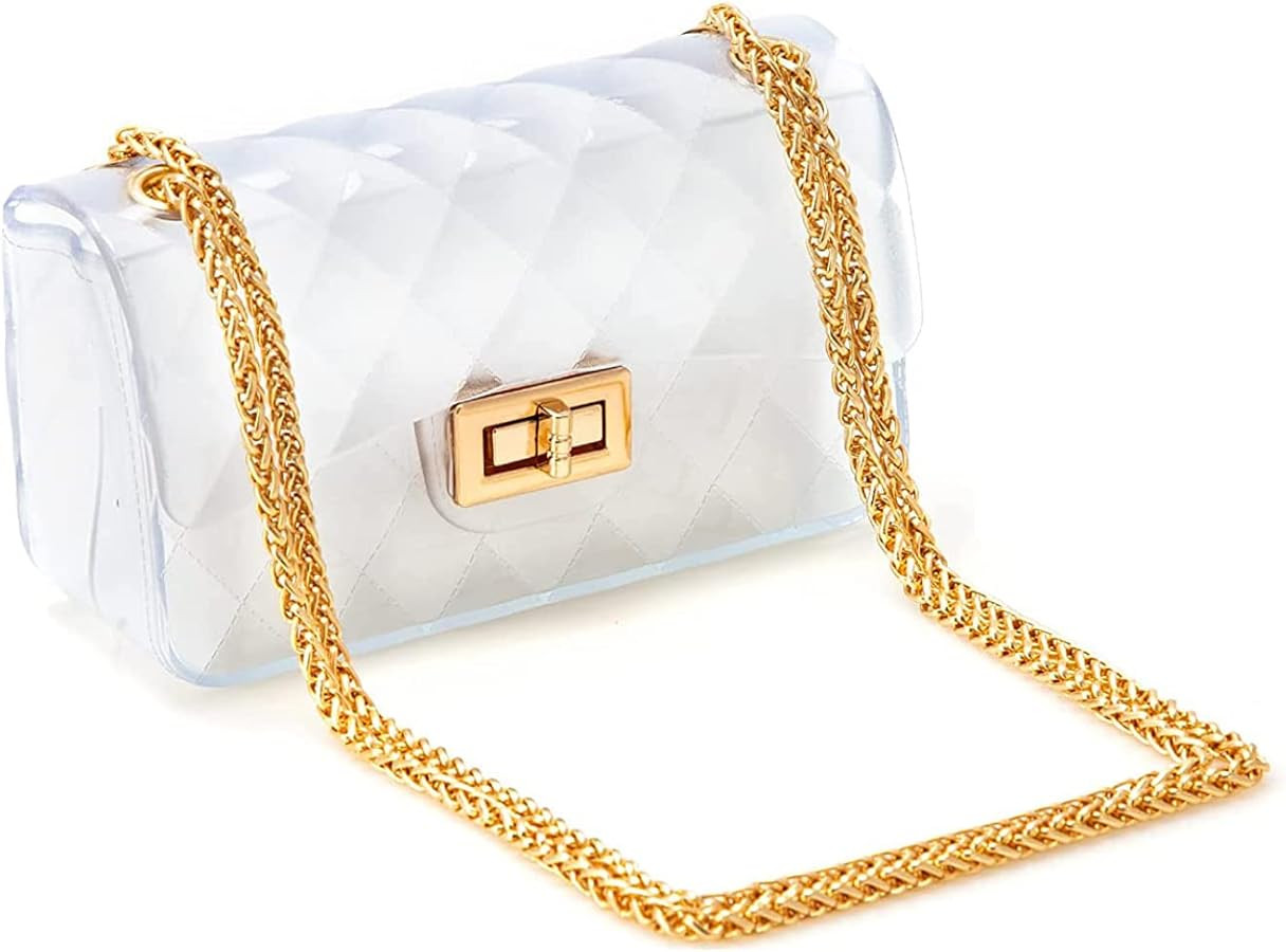 Semi Transparent Jelly Bag for Women, Lady Fashion Lovely Clear Stadium Approved | Amazon (US)