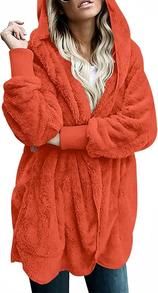 LONGYUAN Womens Jacket Winter Coats Hooded Cardigan Fleece Sweaters | Amazon (US)