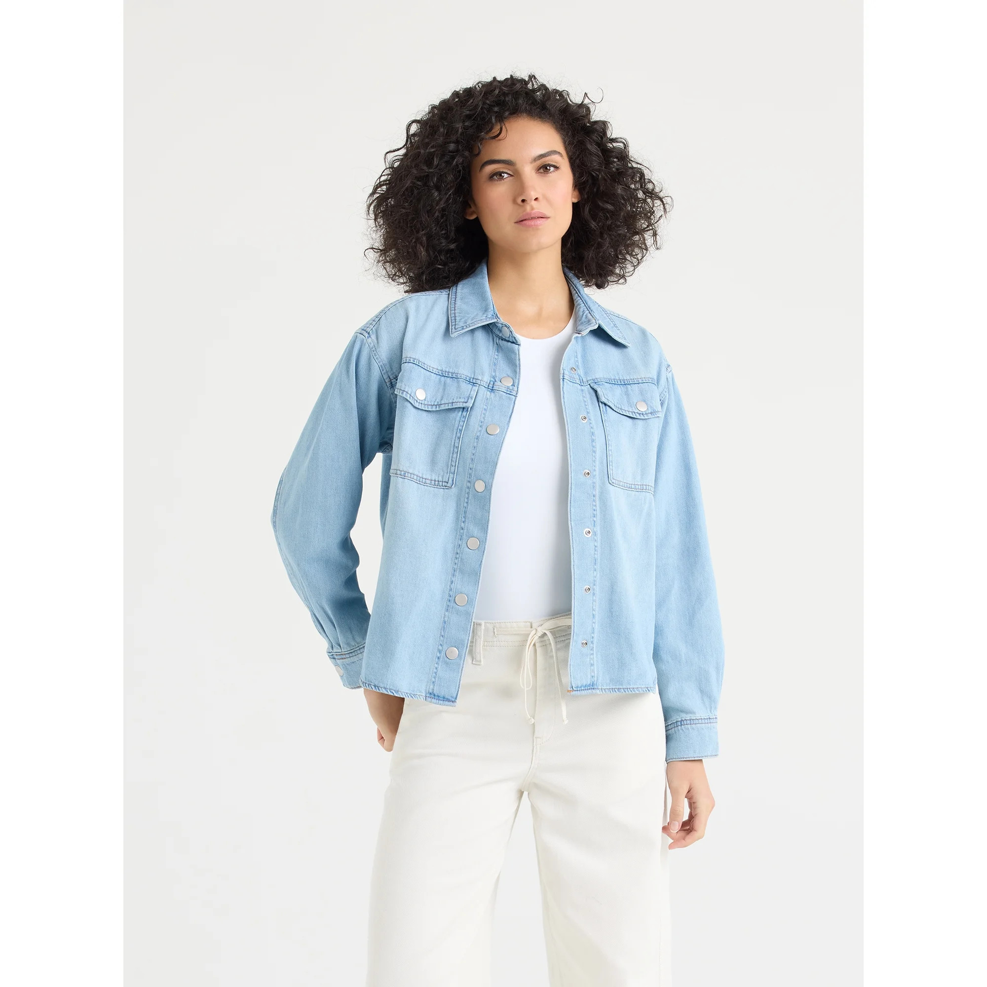 Sofia by Sofia Vergara Women's Relaxed Boyfriend Shirt with Long Sleeves, Sizes XS-XXXL | Walmart (US)