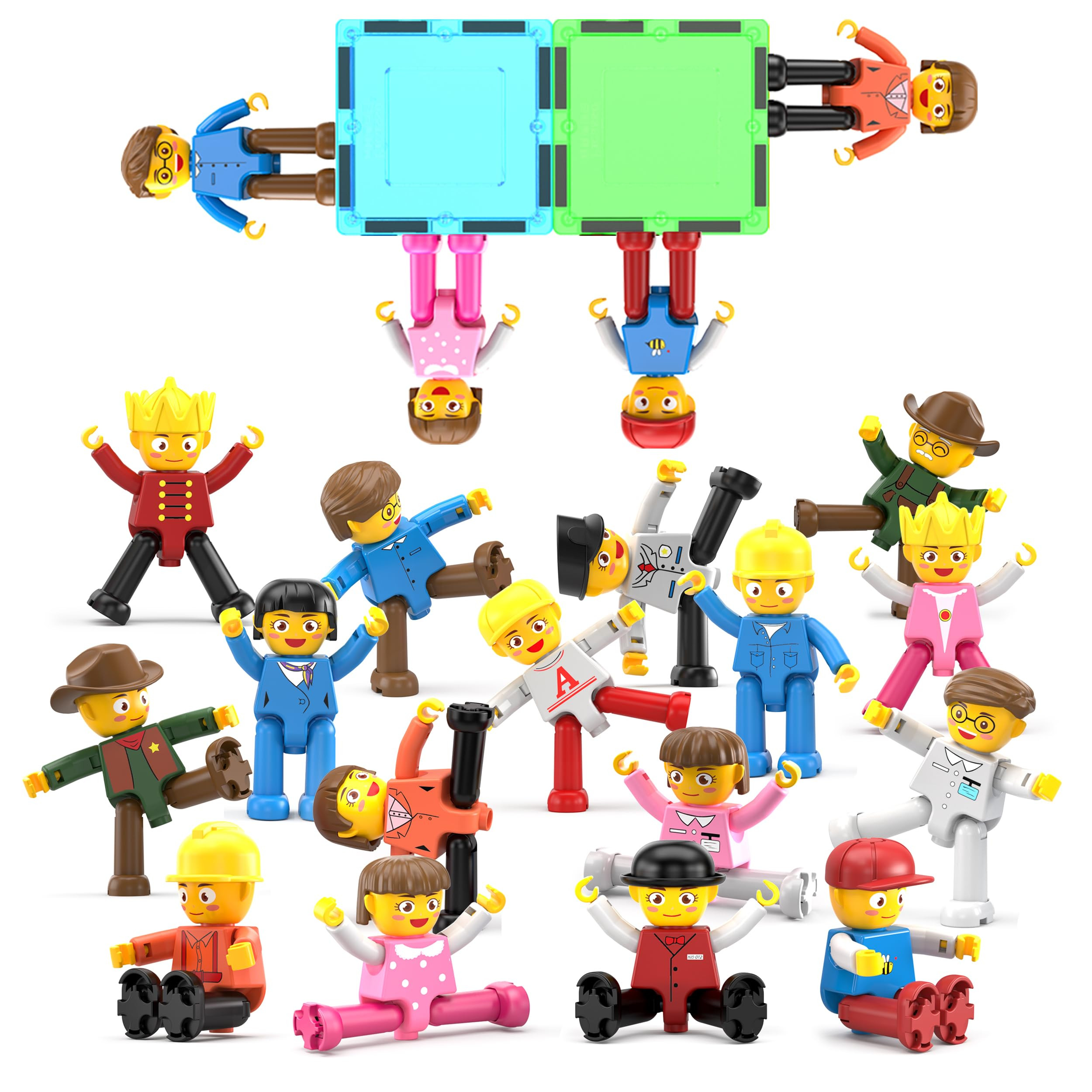 PicassoTiles 16pc Magnetic Character Figures Expansion Set Toddler Style People Compatible with M... | Amazon (US)
