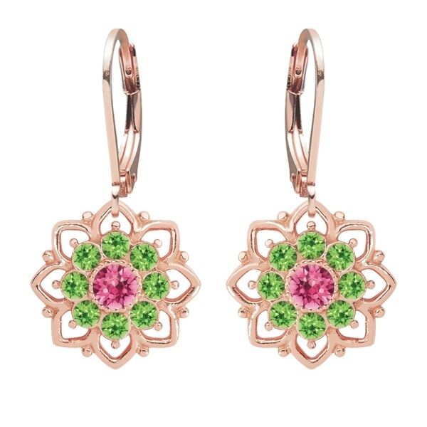 Lucia Costin Sterling Silver Pink/ Light Green Crystal Earrings | Bed Bath & Beyond