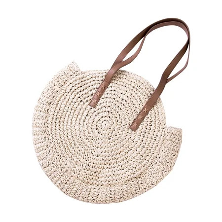 xiqaalombvt Fashion Women Round Circular Rattan Wicker Straw Woven Crossbody Beach Bag BasketGift | Walmart (US)