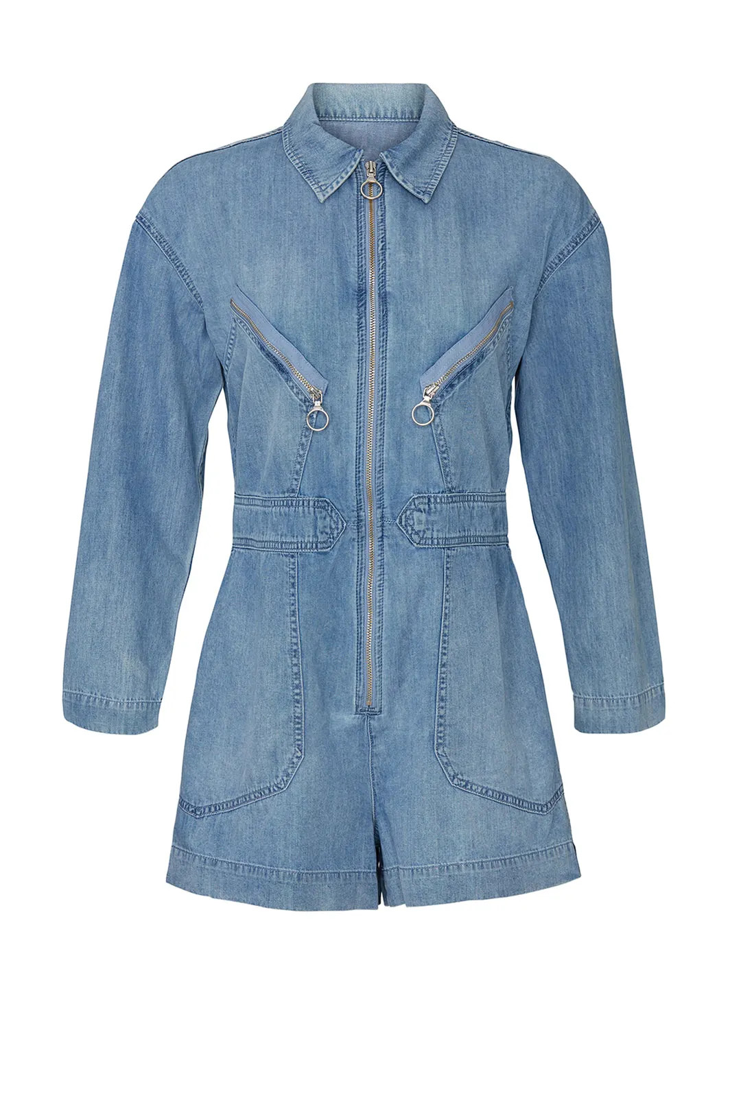 Zips Denim Flight Romper | Rent the Runway