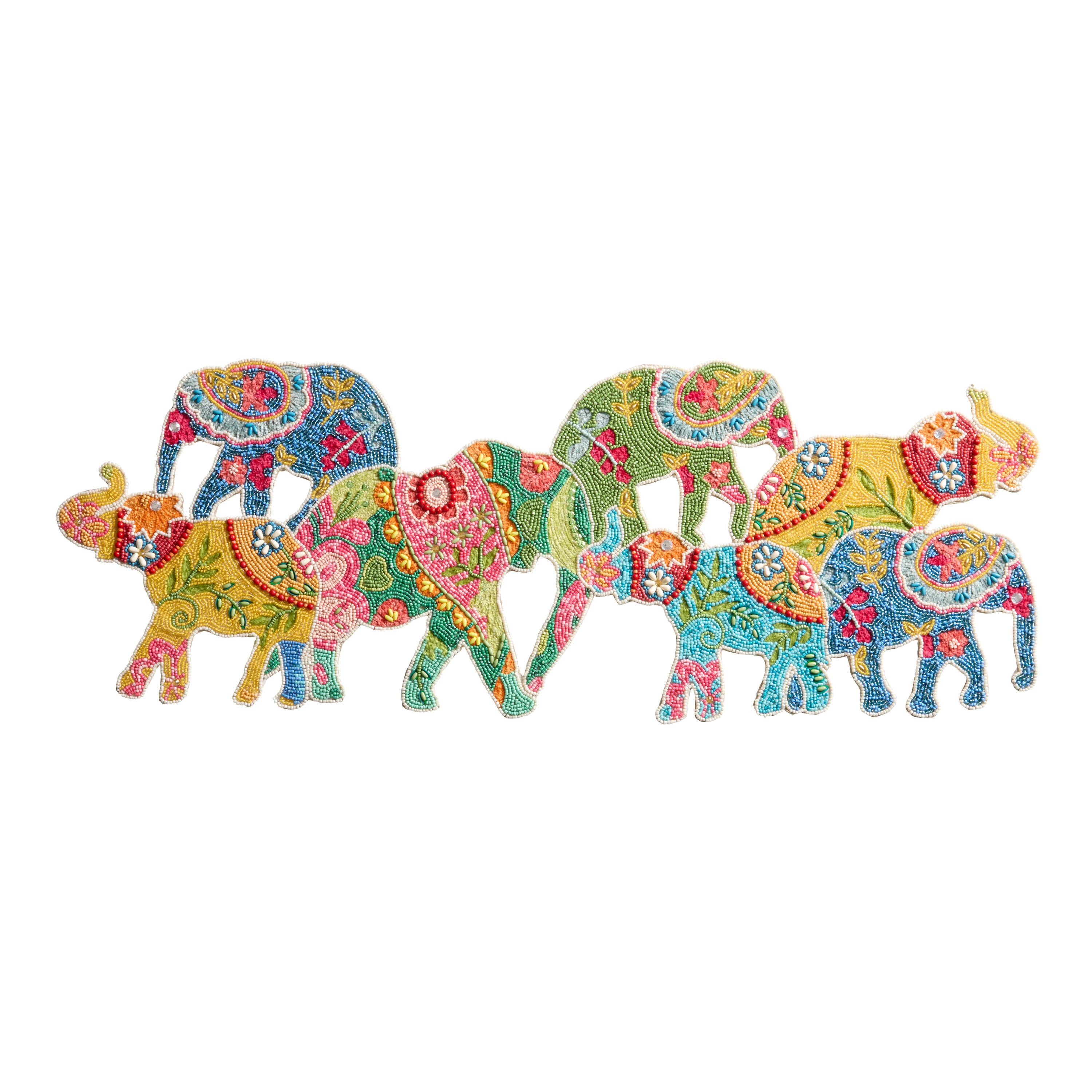 Multicolor Elephant Embroidered and Beaded Table Runner | World Market