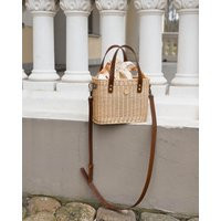 Crossbody Wicker Bucket Basket For Women, Straw Rectangular Summer Bag, Trendy Willow Leather Strap Tote, Unique Music Festival Accessory | Etsy (US)