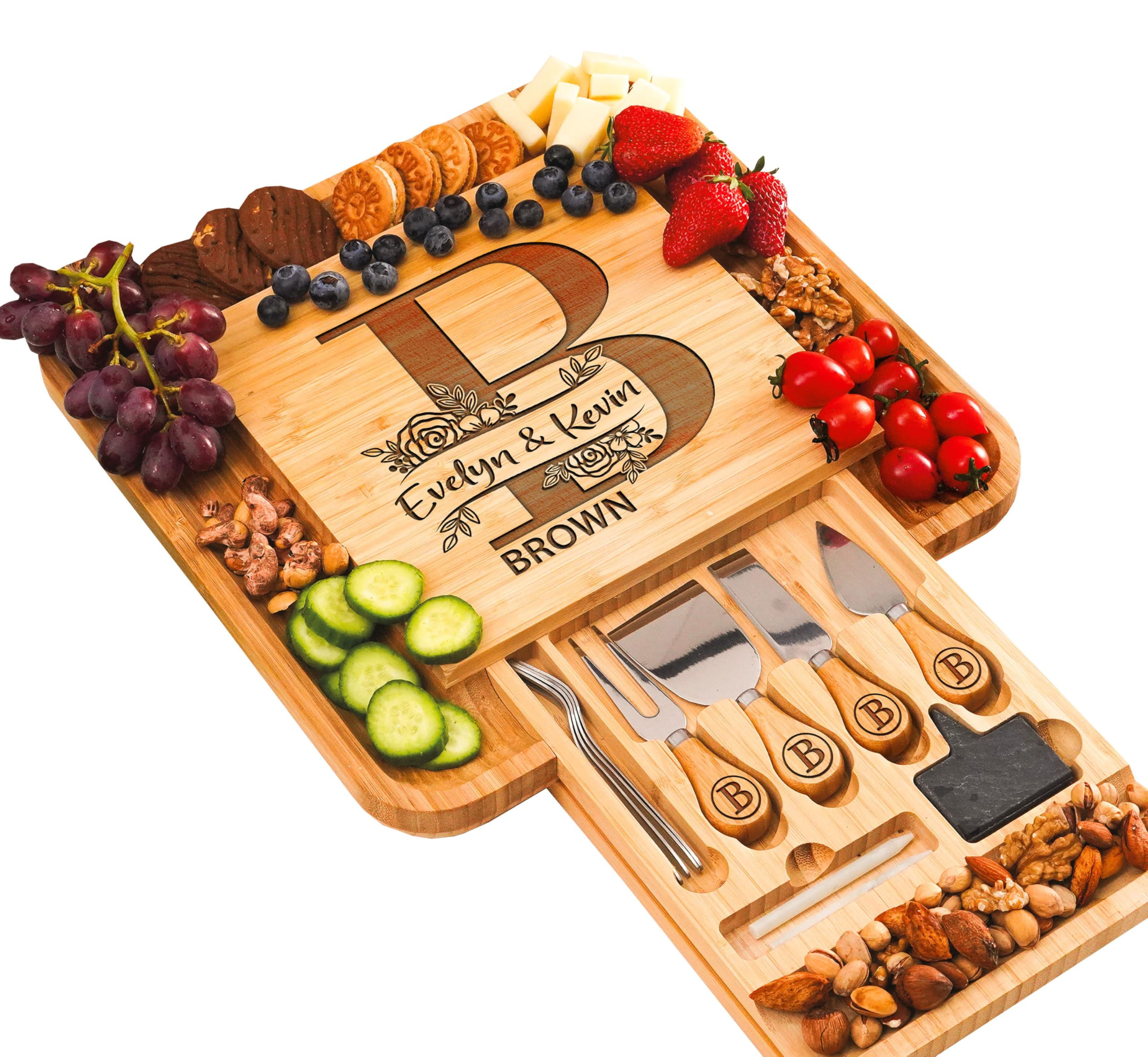 Personalized Charcuterie Board Gifts Set, Custom Large Cheese Board, Charcuterie Board for Weddin... | Amazon (US)