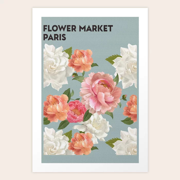 Flower market Paris Art Print | Society6