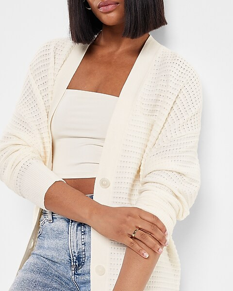 Textured Oversized Button Front Cardigan | Express