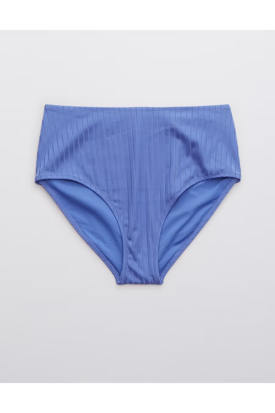 Aerie Ribbed Shine Mid Rise Bikini Bottom | American Eagle Outfitters (US & CA)