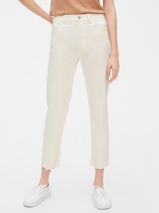 High Rise Cheeky Straight Jeans with Raw Hem | Gap (CA)
