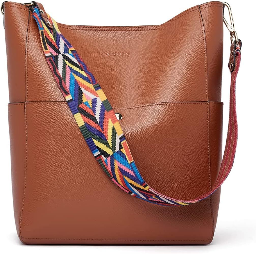BOSTANTEN Women's Leather Designer Handbags Tote Purses Shoulder Bucket Bags | Amazon (US)