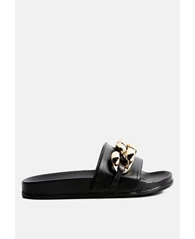 London Rag onyx metal chain slider flats - Macy's | Macy's