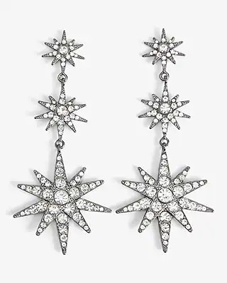Rhinestone Celestial Trio Drop Earrings | Express