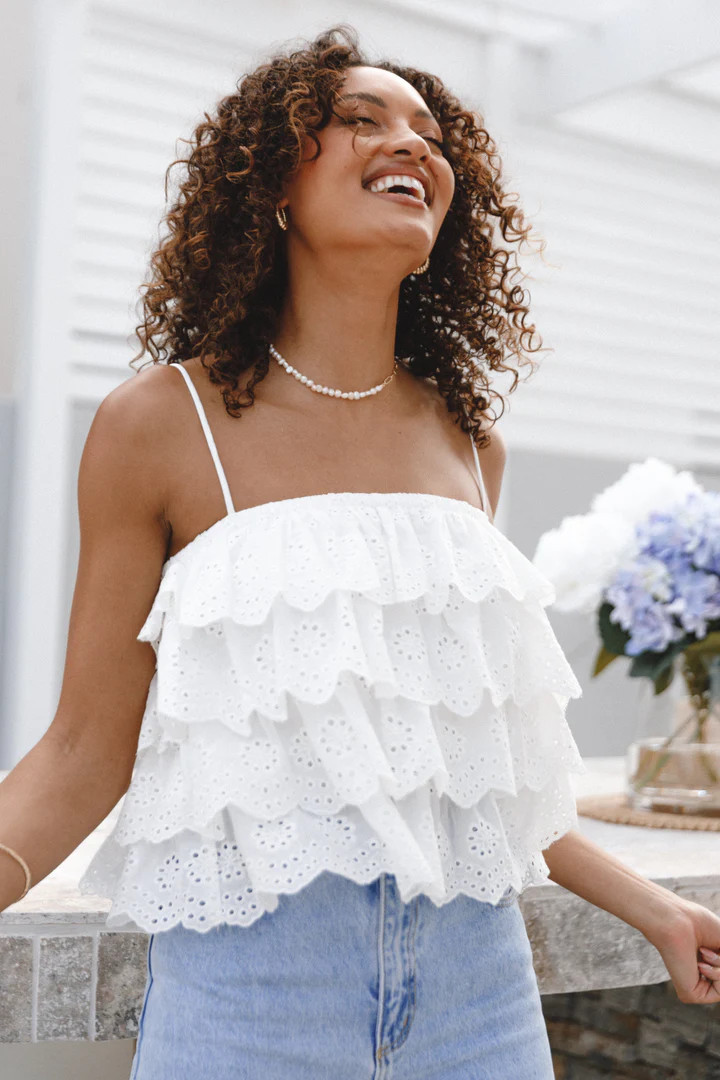 Aiden Lace Top - White | Petal & Pup (US)