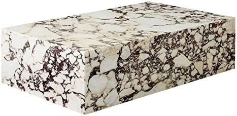 Gnirue Handmade Hollow Coffee Table Side Table Italy Marble Stone Plinth (Rectangle-100x60x30CM) | Amazon (US)