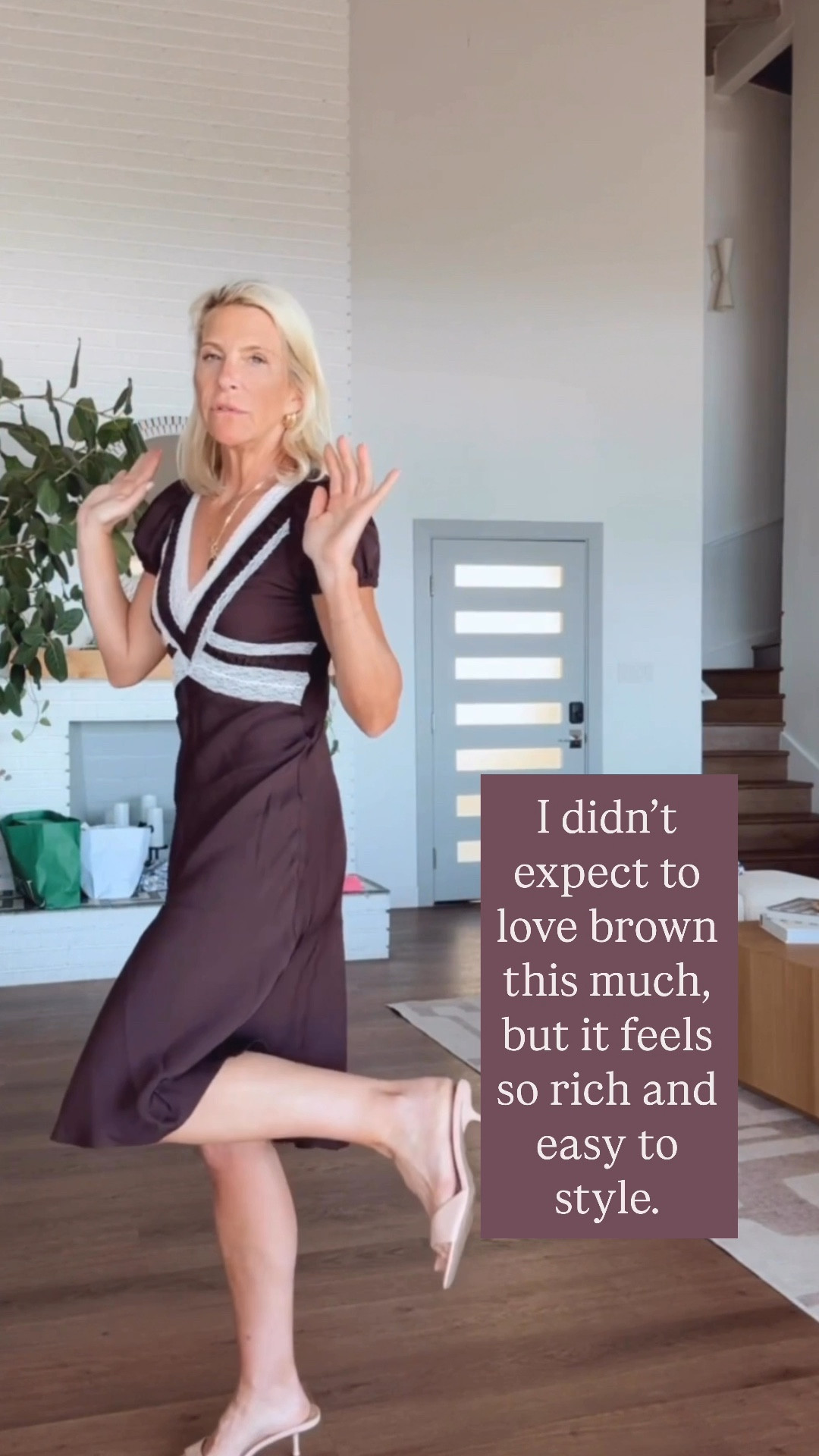 Brown dress outfit with a refined and feminine silhouette.

#LTKOver40 #LTKSeasonal #LTKootd