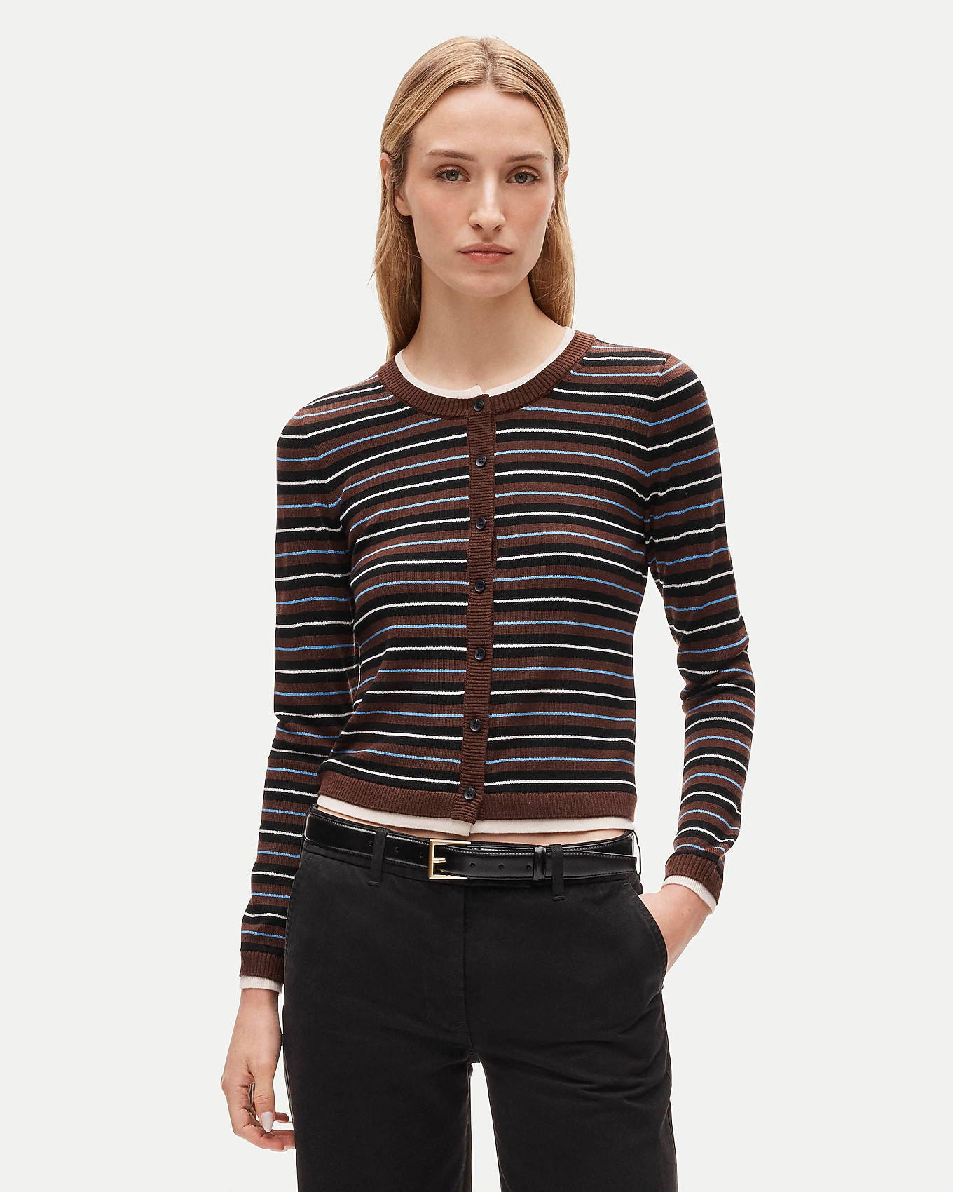 Double-layer cardigan in striped merino wool blend | J. Crew US