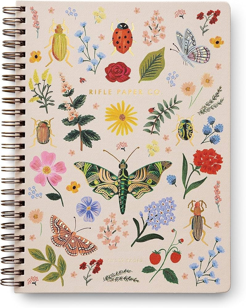 RIFLE PAPER CO. Spiral Notebook | 150 Ruled Pages, Inner Storage Pocket Folders, Double-Spiral Bi... | Amazon (US)