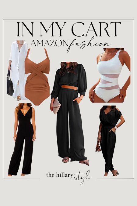 In My Cart: Amazon Fashion. My most recent Amazon orders for vacation, spring and summer. Black jumpsuit, Two piece set, matching set, jumpsuit, swimwear, beach cover-up, swim, vacation outfits. #founditonamazon

#LTKstyletip #LTKFind #LTKfit