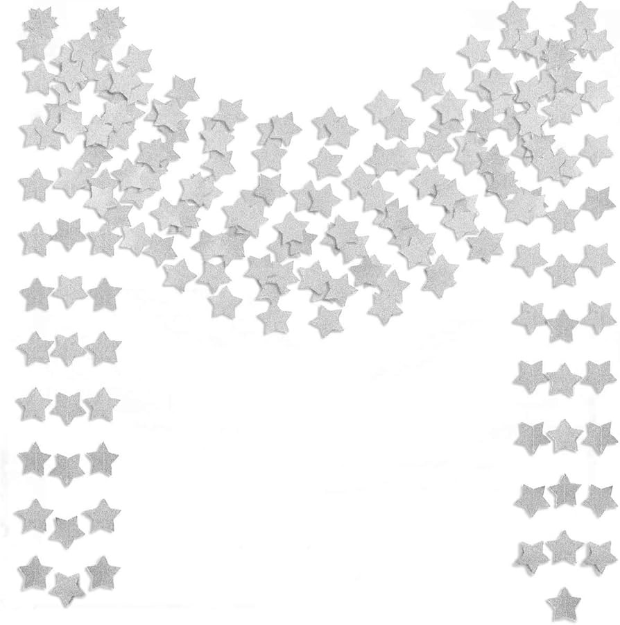 6 Pcs Glitter Silver Star Paper Garland Christmas Birthday Party Decorations Sparkling Bunting Ba... | Amazon (US)