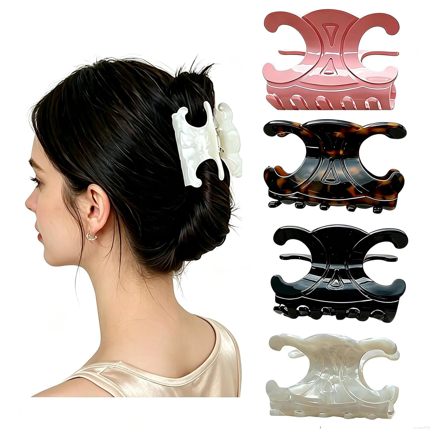 4‑PCS Butterfly Hair Clips, Medium Acetate Hair Claw Clips for Women | Amazon (US)