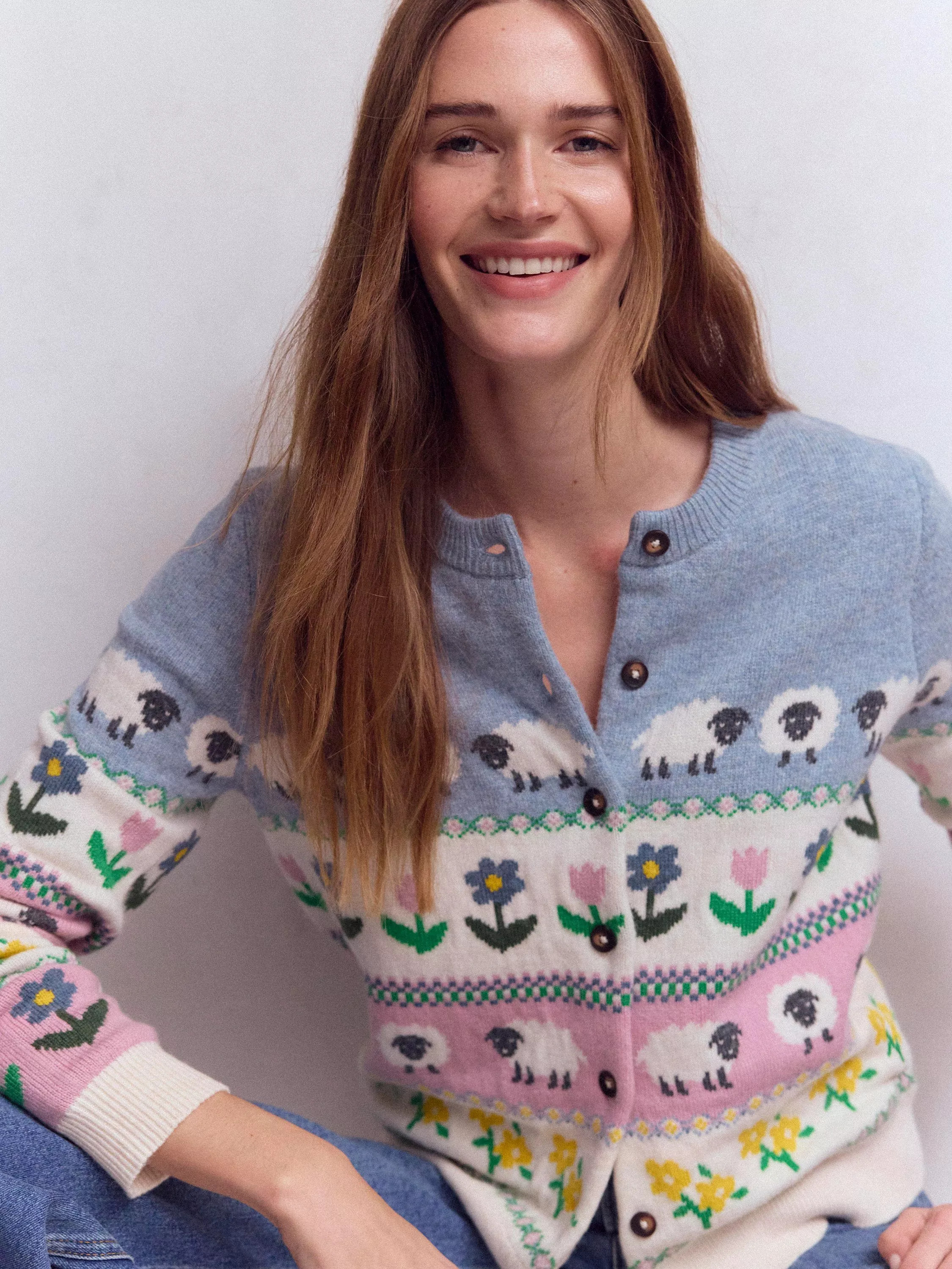 Boden Edie Fair Isle Wool Blend Cardigan, Multi | John Lewis (UK)