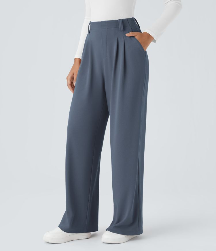 Women’s Halara Flex™ High Waisted Pocket Wide Leg Waffle Work Pants - Halara | HALARA