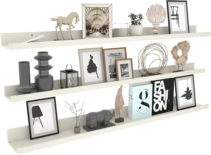 Calenzana 47 Inch Floating Shelves Wall Mounted Set of 3, Long Picture Ledge Shelf for Living Roo... | Amazon (US)