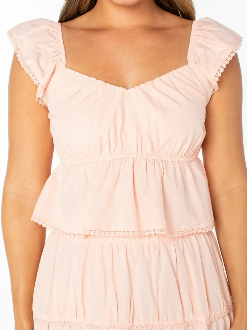 Celebrity Pink Juniors Woven Flutter Sleeve Top | Walmart (US)