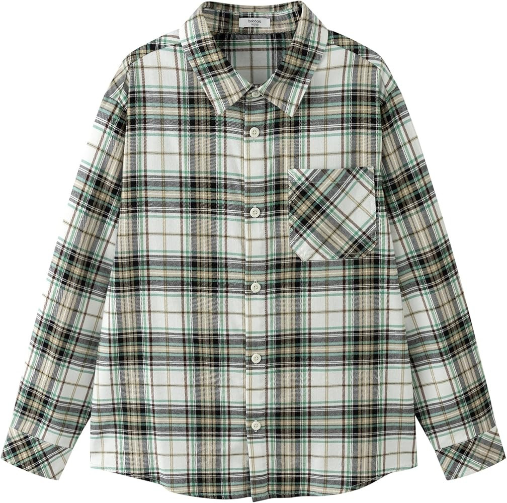 Balabala Boys Long Sleeve Shirts Boy Button Down Shirt Kids Plaid Shirts Boys Shirt Boy Casual Sh... | Amazon (US)