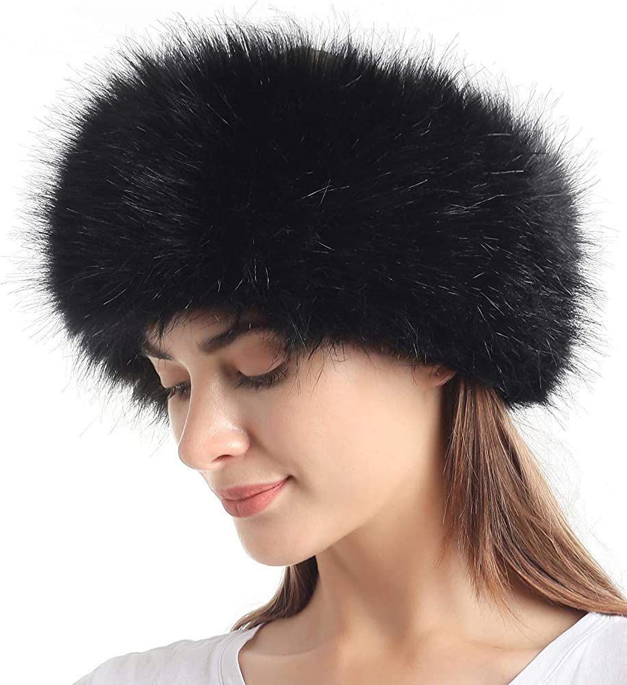 Faux Fur Headband with Elastic for Women's Winter Earwarmer Earmuff | Amazon (US)