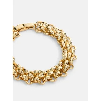 Free Assembly Women's Goldtone Chunky Link Bracelet, 7.5" + .5" Clasp | Walmart (US)