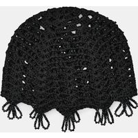 Zara - Crochet Beanie With Beads - Black - S-M - Woman | Zara UK