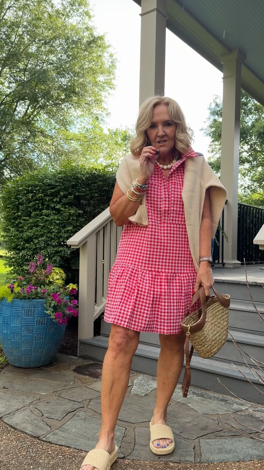 Cute pink and red gingham dress great for hot days! Size medium 
Love this flag sweater size medium 
15% off Avara with code NANETTE15
Memorial Day dress 4th of July outfit summer dress

#LTKOver40 #LTKSeasonal #LTKootd