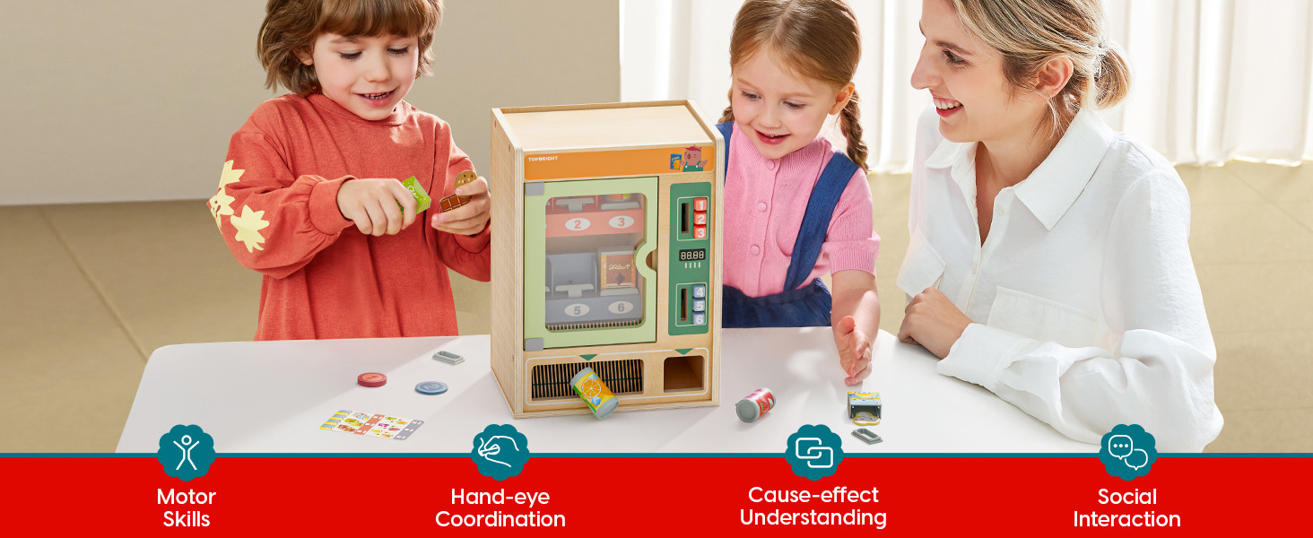 TOP BRIGHT Wooden Vending Machine Play Set, Play Food for Kids，Pretend Play Toys with Wooden Sn... | Amazon (US)