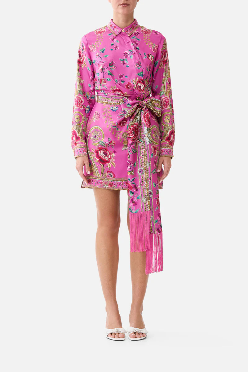 ASYMMETRIC SHIRT DRESS WITH TIE WAIST MATADORA FLORA | Camilla US